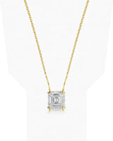 VERA Heart-Prong Asscher Cut solitaire necklace setting in yellow gold, front view | SARATTI Fine Jewelry