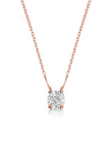 VERA Heart-Prong Cushion Cut solitaire necklace setting in rose gold, front view | SARATTI Fine Jewelry