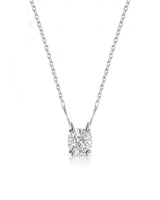 VERA Heart-Prong Cushion Cut solitaire necklace setting in white metal, front view | SARATTI Fine Jewelry