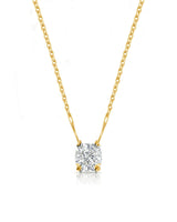 VERA Heart-Prong Cushion Cut solitaire necklace setting in yellow gold, front view | SARATTI Fine Jewelry