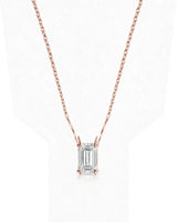VERA Heart-Prong Emerald Cut solitaire necklace setting in rose gold, front view | SARATTI Fine Jewelry