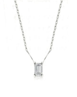 VERA Heart-Prong Emerald Cut solitaire necklace setting in white metal, front view | SARATTI Fine Jewelry