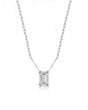 VERA Heart-Prong Emerald Cut solitaire necklace setting in white metal, front view | SARATTI Fine Jewelry