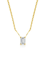 VERA Heart-Prong Emerald Cut solitaire necklace setting in yellow gold, front view | SARATTI Fine Jewelry