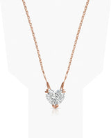 VERA Heart-Prong Heart Cut solitaire necklace setting in rose gold, front view | SARATTI Fine Jewelry