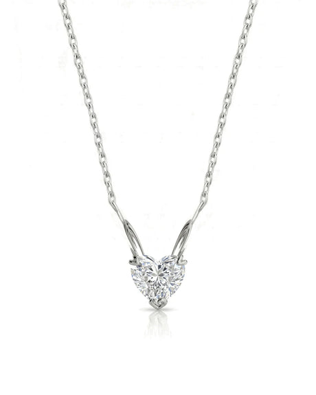 VERA Heart-Prong Heart Cut solitaire necklace setting in white metal, front view | SARATTI Fine Jewelry