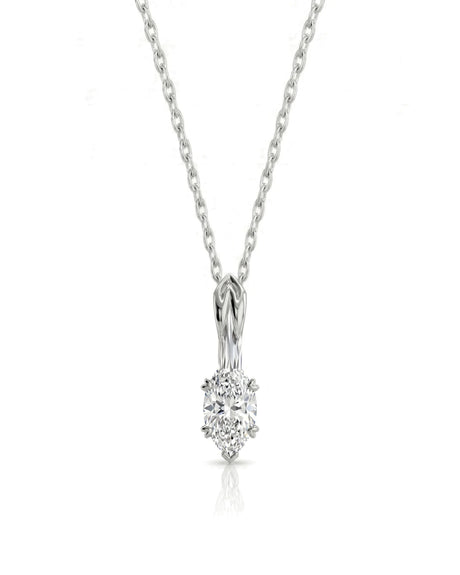 VERA Heart-Prong Marquise Cut solitaire necklace setting in white metal, front view | SARATTI Fine Jewelry