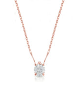 VERA Heart-Prong Oval Cut solitaire necklace setting in rose gold, front view | SARATTI Fine Jewelry
