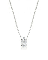 VERA Heart-Prong Oval Cut solitaire necklace setting in white metal, front view | SARATTI Fine Jewelry