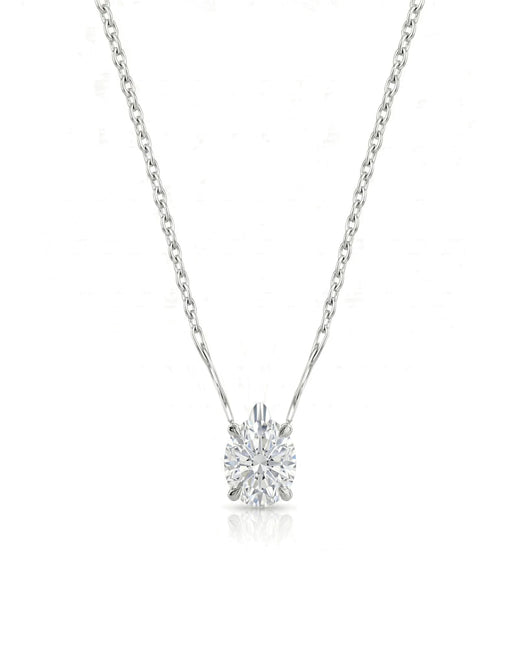 VERA Heart-Prong Oval Cut solitaire necklace setting in white metal, front view | SARATTI Fine Jewelry