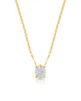 VERA Heart-Prong Oval Cut solitaire necklace setting in yellow gold, front view | SARATTI Fine Jewelry