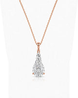 VERA Heart-Prong Pear Cut solitaire necklace setting in rose gold, front view | SARATTI Fine Jewelry