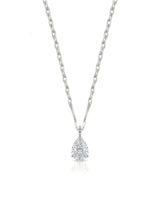 VERA Heart-Prong Pear Cut solitaire necklace setting in white metal, front view | SARATTI Fine Jewelry