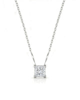 VERA Heart-Prong Princess Cut solitaire necklace setting in white metal, front view | SARATTI Fine Jewelry