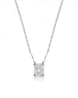 VERA Heart-Prong Radiant Cut solitaire necklace setting in white metal, front view | SARATTI Fine Jewelry