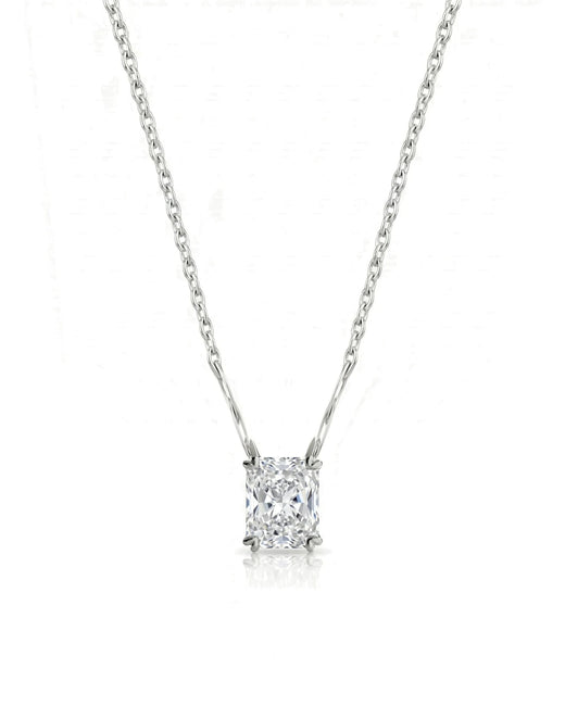 VERA Heart-Prong Radiant Cut solitaire necklace setting in white metal, front view | SARATTI Fine Jewelry