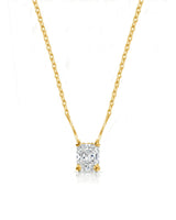 VERA Heart-Prong Radiant Cut solitaire necklace setting in yellow gold, front view | SARATTI Fine Jewelry