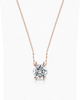 VERA Heart-Prong Round Cut solitaire necklace setting in rose gold, front view | SARATTI Fine Jewelry