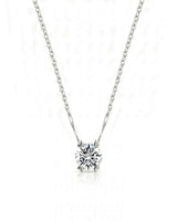 VERA Heart-Prong Round Cut solitaire necklace setting in white metal, front view | SARATTI Fine Jewelry