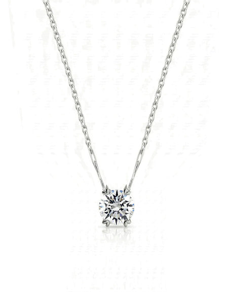 VERA Heart-Prong Round Cut solitaire necklace setting in white metal, front view | SARATTI Fine Jewelry