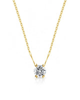 VERA Heart-Prong Round Cut solitaire necklace setting in yellow gold, front view | SARATTI Fine Jewelry