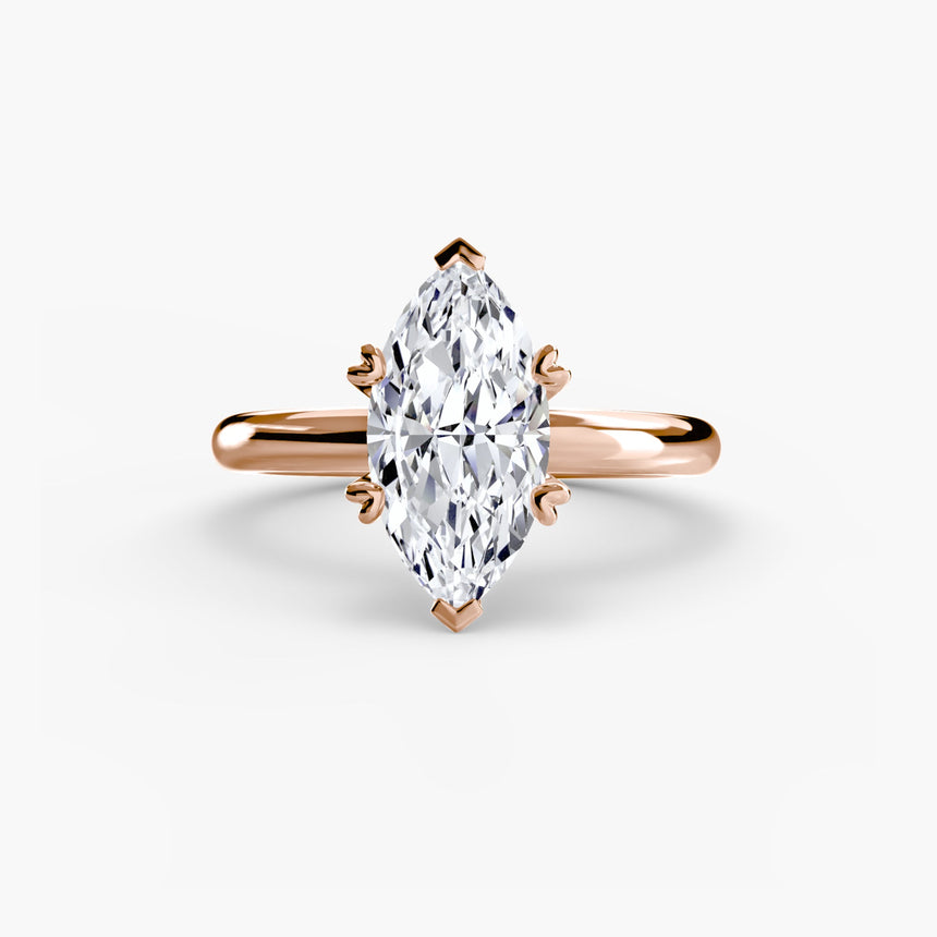 VERA – Marquise Cut Heart-Prong Solitaire Ring Setting in Rose Gold | SARATTI