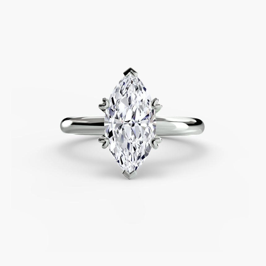 VERA – Marquise Cut Heart-Prong Solitaire Ring Setting in White Gold | SARATTI