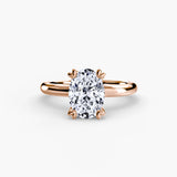 VERA Oval Cut heart-prong solitaire ring setting in Rose Gold | SARATTI