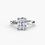 VERA Oval Cut heart-prong solitaire ring setting in White Gold | SARATTI