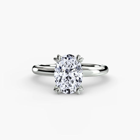 VERA Oval Cut heart-prong solitaire ring setting in White Gold | SARATTI