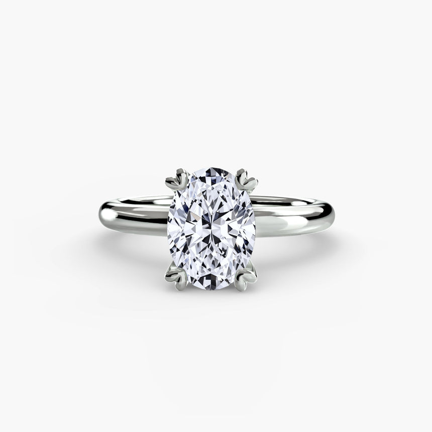 VERA Oval Cut heart-prong solitaire ring setting in White Gold | SARATTI