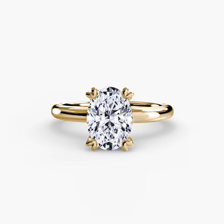 VERA Oval Cut heart-prong solitaire ring setting in Yellow Gold | SARATTI