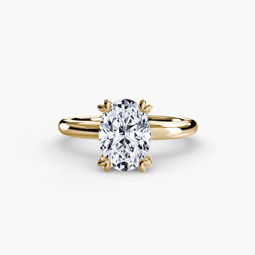 VERA Oval Cut heart-prong solitaire ring setting in Yellow Gold | SARATTI