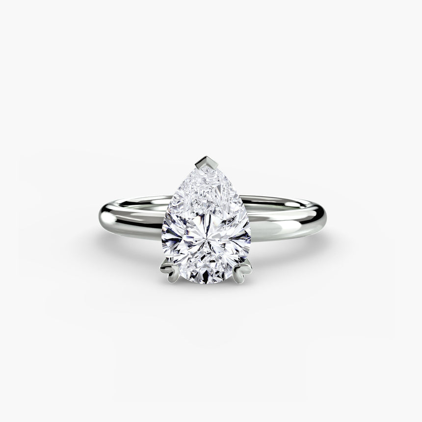 VERA – Pear Cut Heart-Prong Solitaire Ring Setting in 950 Platinum | SARATTI