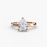 VERA – Pear Cut Heart-Prong Solitaire Ring Setting in Rose Gold | SARATTI