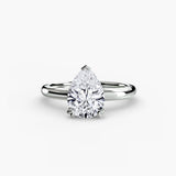 VERA – Pear Cut Heart-Prong Solitaire Ring Setting in White Gold | SARATTI