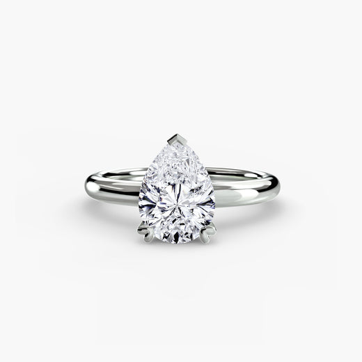 VERA – Pear Cut Heart-Prong Solitaire Ring Setting in White Gold | SARATTI