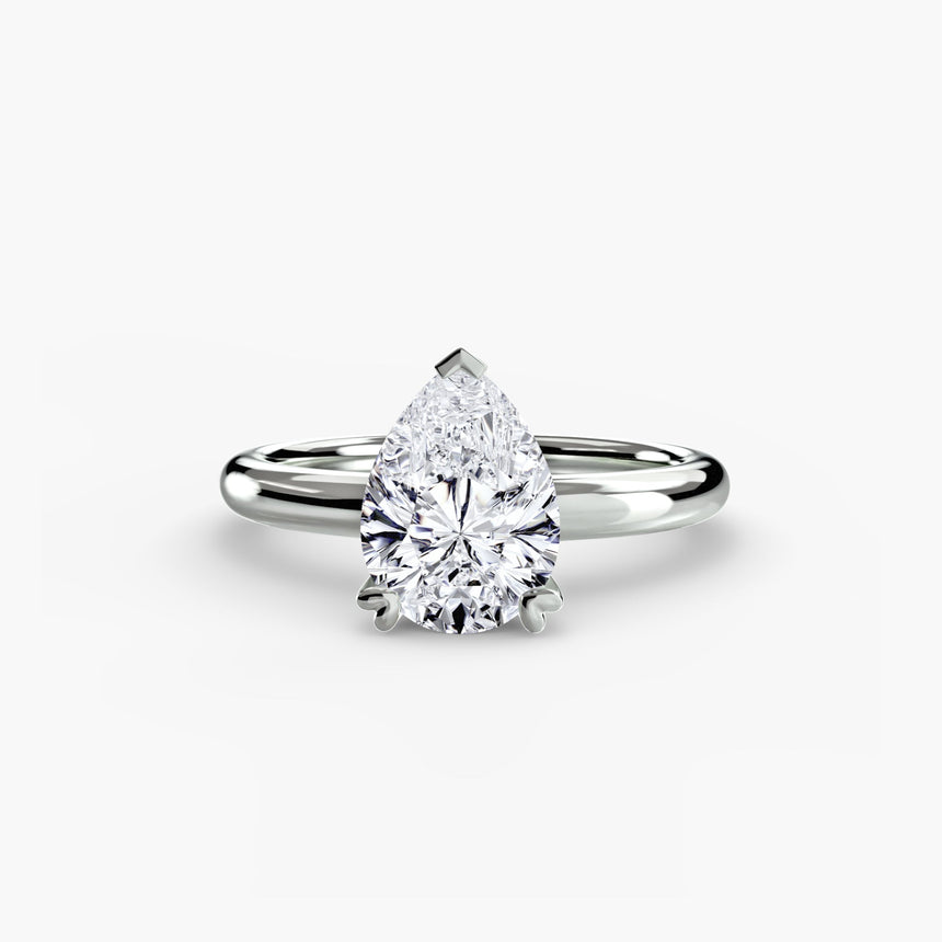 VERA – Pear Cut Heart-Prong Solitaire Ring Setting in White Gold | SARATTI