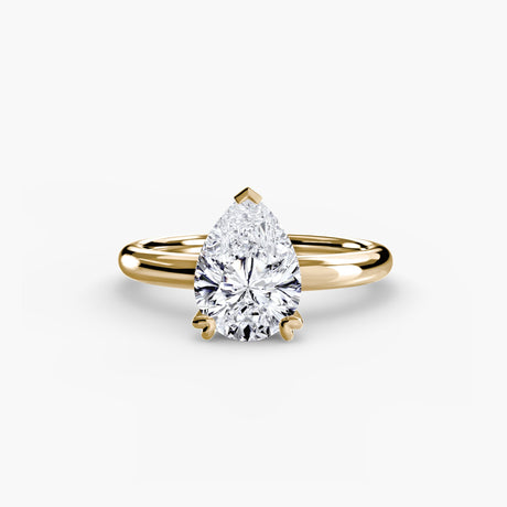 VERA – Pear Cut Heart-Prong Solitaire Ring Setting in Yellow Gold | SARATTI