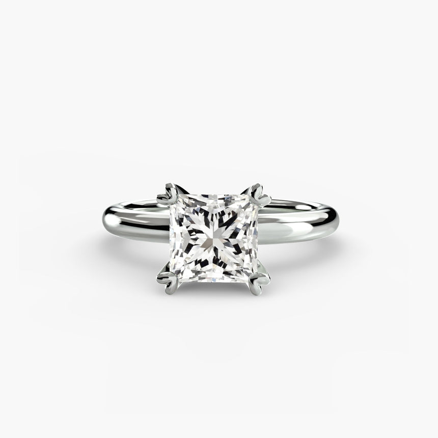 VERA – Princess Cut Heart-Prong Solitaire Ring Setting in 950 Platinum | SARATTI