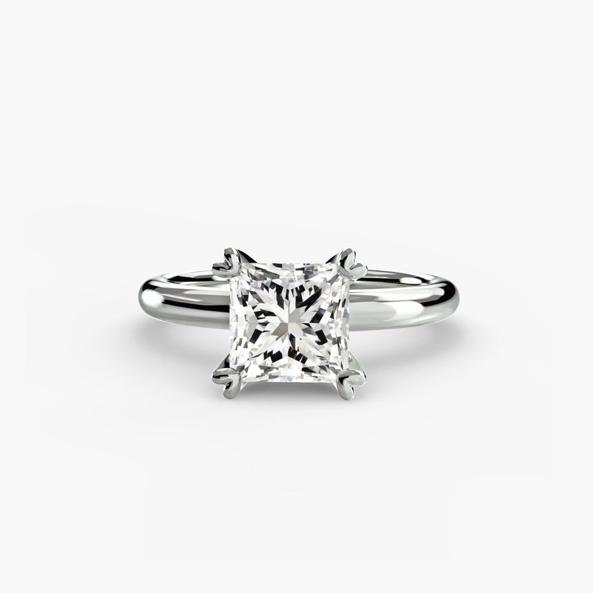 VERA – Princess Cut Heart-Prong Solitaire Ring Setting in White Gold | SARATTI