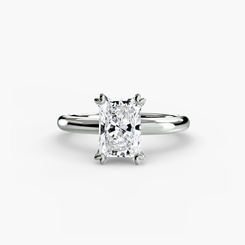 VERA Radiant Cut Heart-Prong Solitaire Ring Setting in White Gold | SARATTI