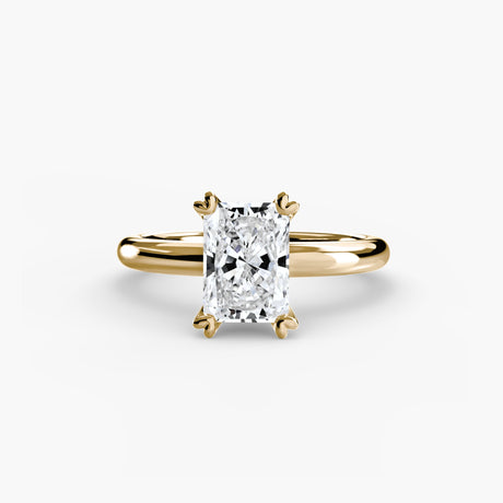 VERA Radiant Cut Heart-Prong Solitaire Ring Setting in Yellow Gold | SARATTI