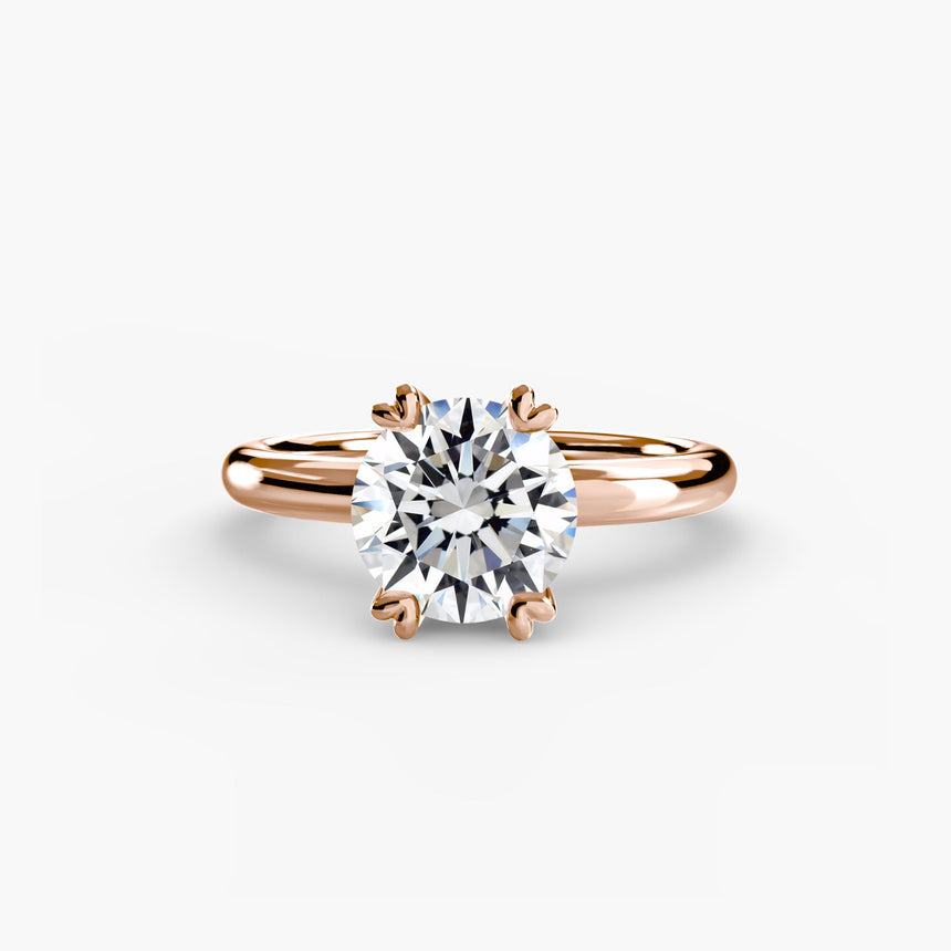VERA – Round Cut Heart-Prong Solitaire Ring Setting in Rose Gold | SARATTI