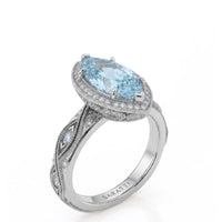 VIRELIA – Marquise Aquamarine Vintage Milgrain Diamond Ring Setting