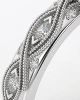 VIRELIA Oval Aquamarine Vintage Milgrain Diamond Ring Setting in White Gold, side profile | SARATTI