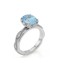 VIRELIA – Oval Aquamarine Vintage Milgrain Diamond Ring Setting