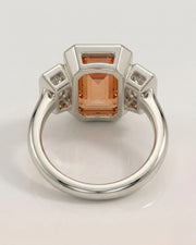 white gold emerald cut Topaz bezel setting with rectangular side diamonds - SARATTI