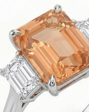 white gold emerald cut Topaz setting with rectangular side diamonds - SARATTI