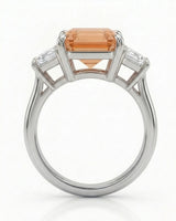 white gold emerald cut Topaz setting with rectangular side diamonds | SARATTI